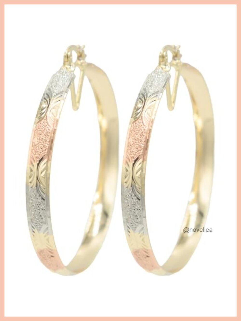 Mixed Metal Tri-Tone Gold Filled Hoop Earrings Post Backing